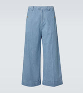 Cropped wide-leg denim pants