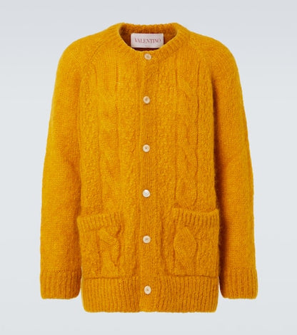 Cable-knit mohair-blend cardigan