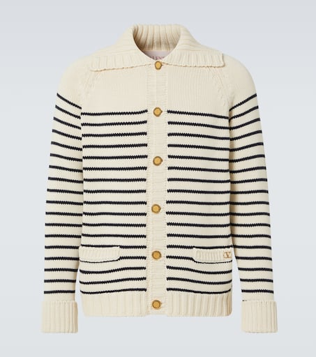 VLogo Signature striped cotton cardigan