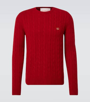 VLogo cable-knit cashmere sweater