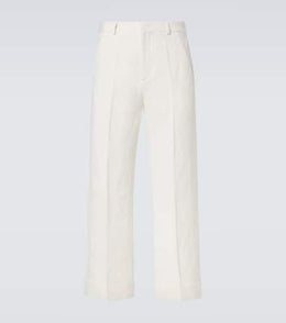 Cotton and linen wide-leg pants