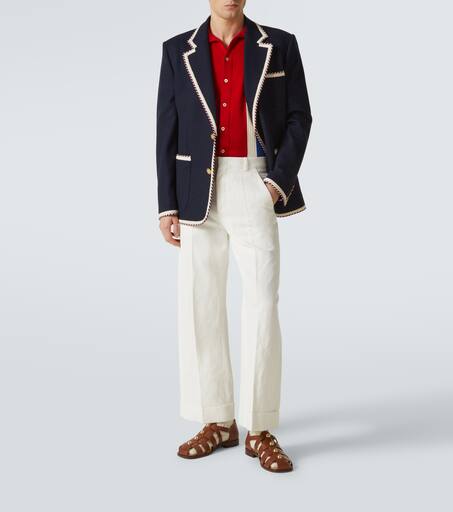 Cotton and linen wide-leg pants