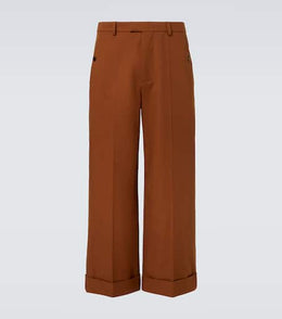 Cropped cotton gabardine wide-leg pants