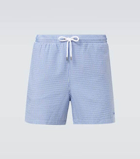 Amalfi logo striped swim trunks