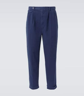 Cotton twill tapered pants