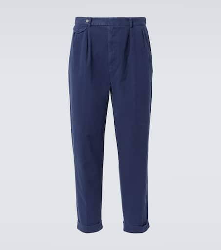 Cotton twill tapered pants