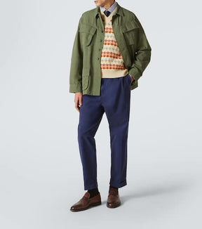 Cotton twill tapered pants