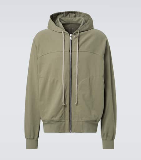 Zip-up cotton jersey hoodie
