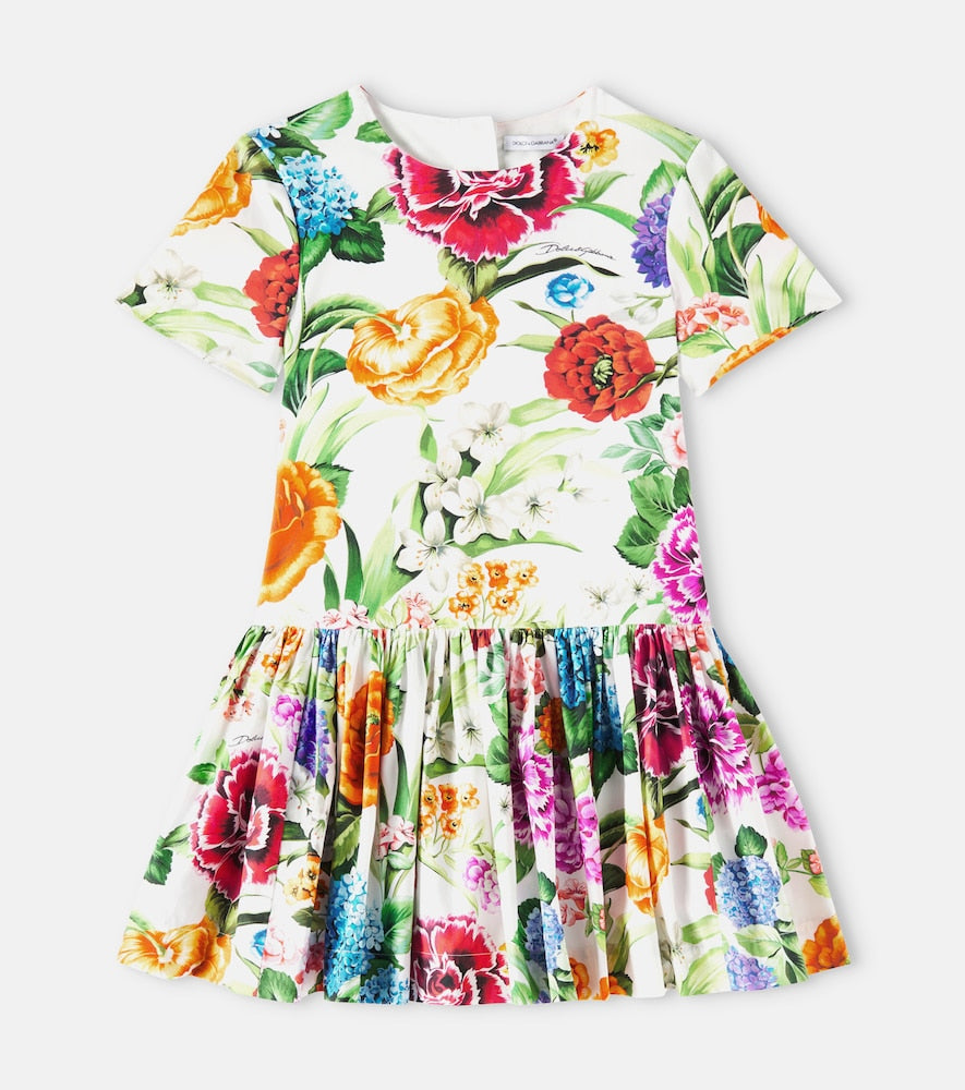 Floral cotton poplin dress