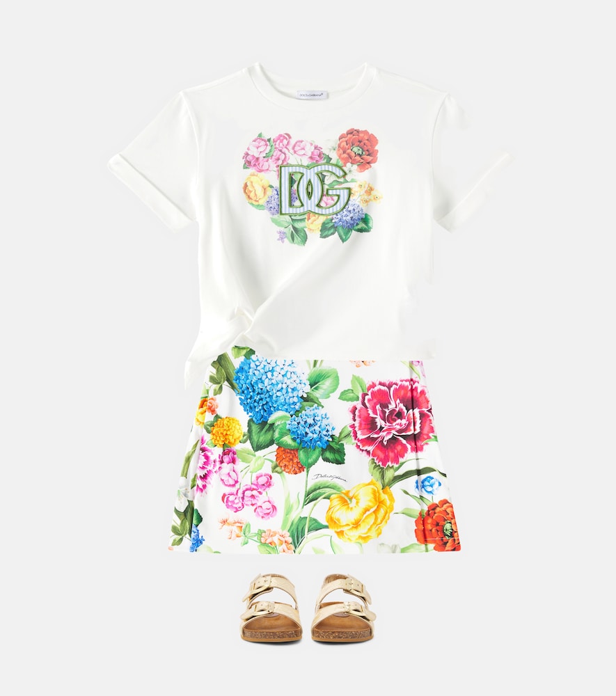 DG floral gathered cotton T-shirt