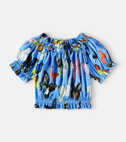 Printed cotton poplin top