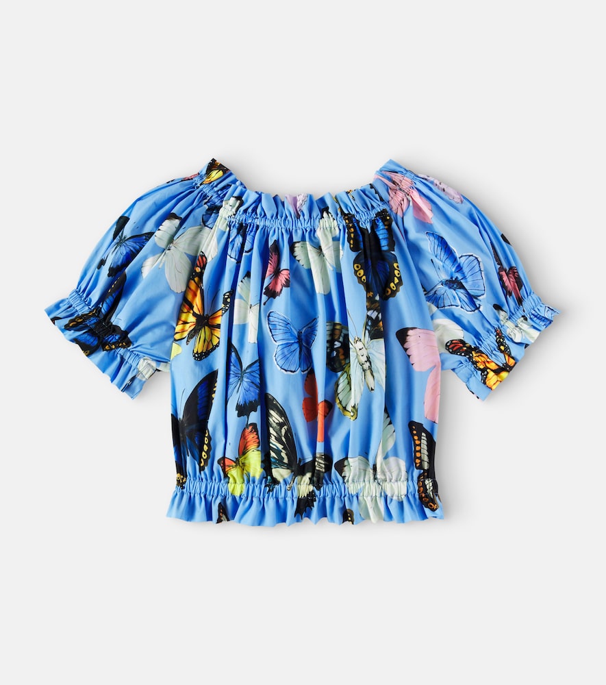 Printed cotton poplin top