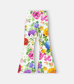 Floral cotton-blend flared pants