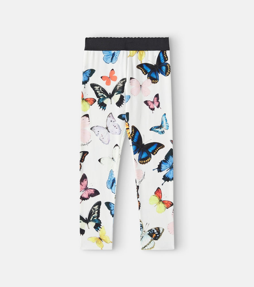 Printed cotton-blend jersey leggings