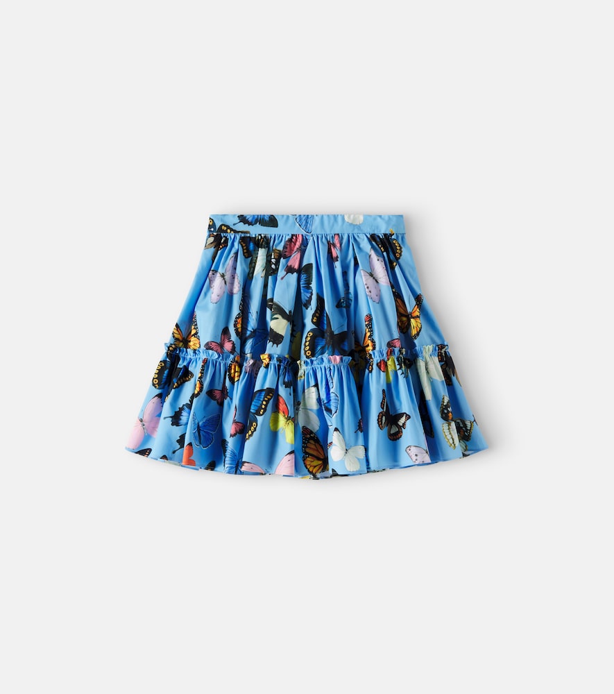 Ruffled printed cotton poplin skirt