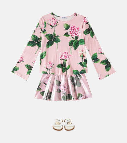Floral lamé miniskirt