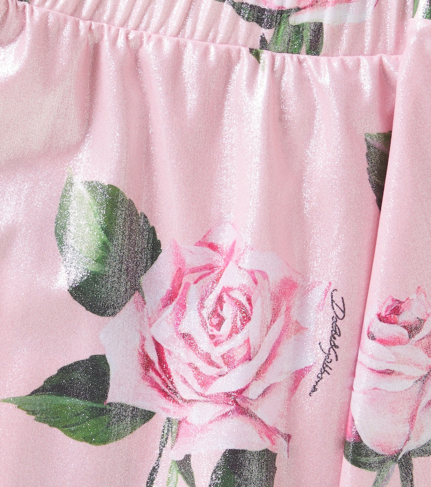 Floral lamé miniskirt
