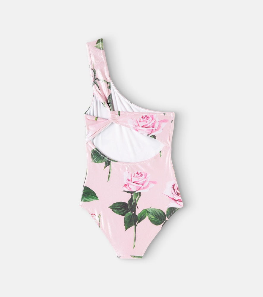 Floral one-shoulder swimsuit