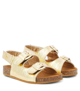 Metallic leather sandals