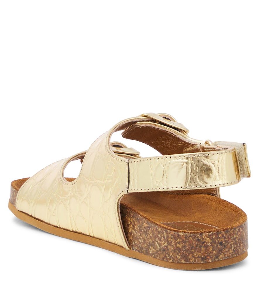 Metallic leather sandals