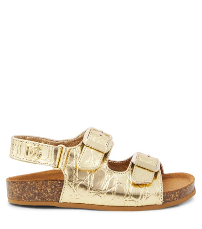 Metallic leather sandals
