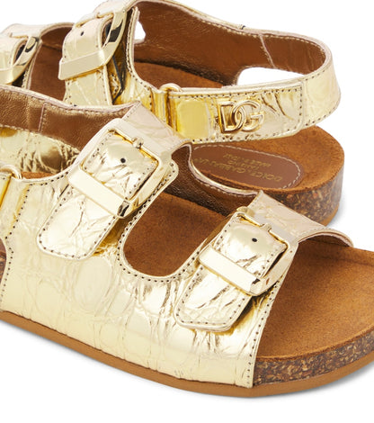 Metallic leather sandals