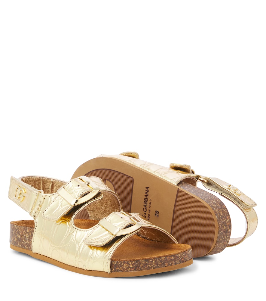 Metallic leather sandals