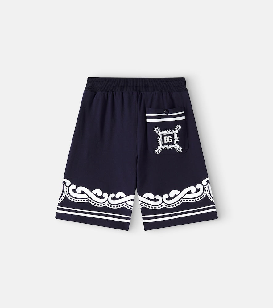 Bandana cotton piqué shorts