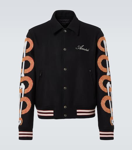 Amiri Snake Bones wool-blend varsity jacket