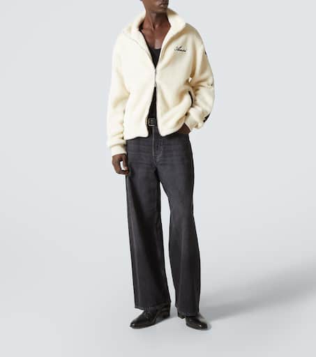 Bones patch-appliqué fleece jacket