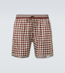 Printed silk twill shorts
