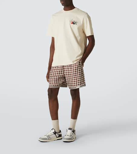 Printed silk twill shorts