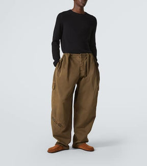 Balloon leather-trimmed cargo pants