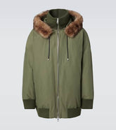 Shearling-trimmed technical puffer coat