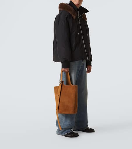 Shearling-trimmed cotton-blend jacket