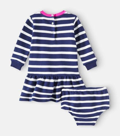 Baby striped cotton-blend dress