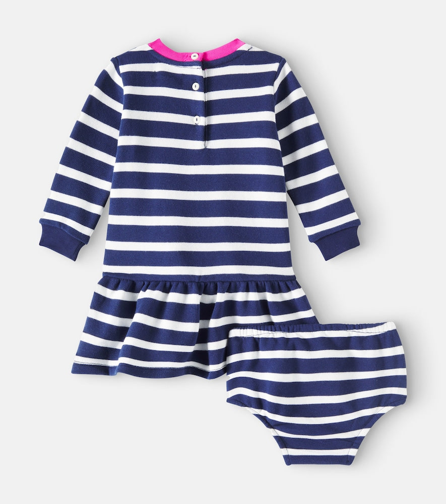 Baby striped cotton-blend dress