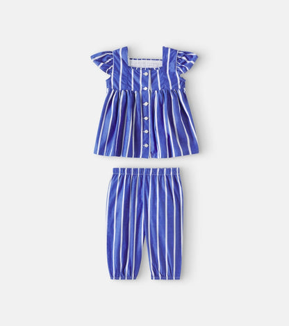 Baby cotton pants and hat set