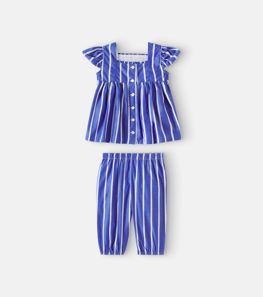 Baby cotton pants and hat set