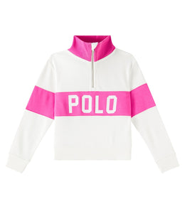 Logo cotton-blend terry polo sweater