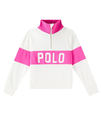 Logo cotton-blend terry polo sweater
