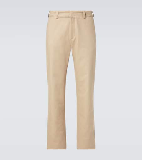 Cotton-blend wide-leg chinos