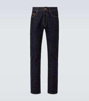 Mid-rise straight jeans