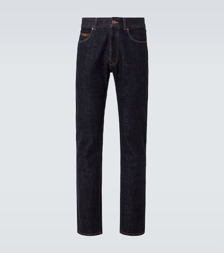 Mid-rise straight jeans