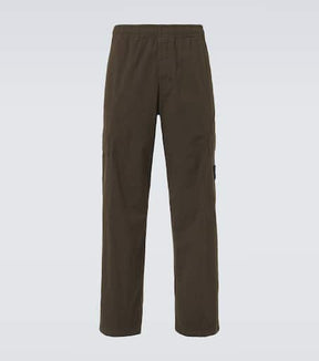 Cotton-blend straight pants