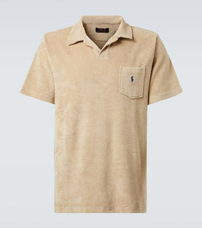 Cotton-blend terry polo shirt