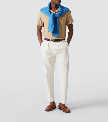 Cotton-blend terry polo shirt