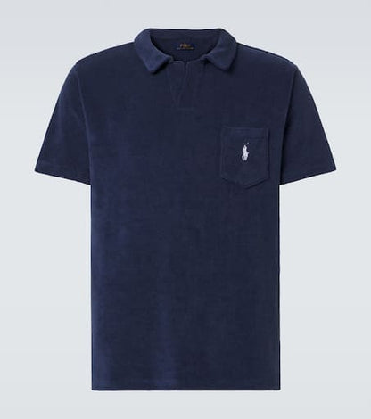 Cotton-blend terry polo shirt