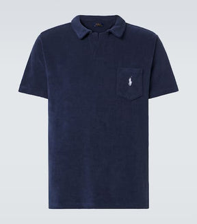 Cotton-blend terry polo shirt