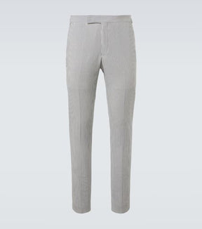 Striped cotton seersucker suit pants